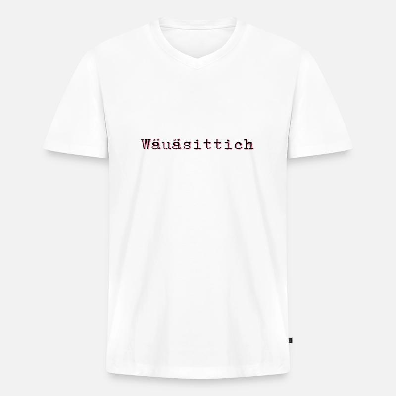 Schweizerdeutsch Wellensittich - Männer Premium Bio T-Shirt mit V-Ausschnitt - Weiß