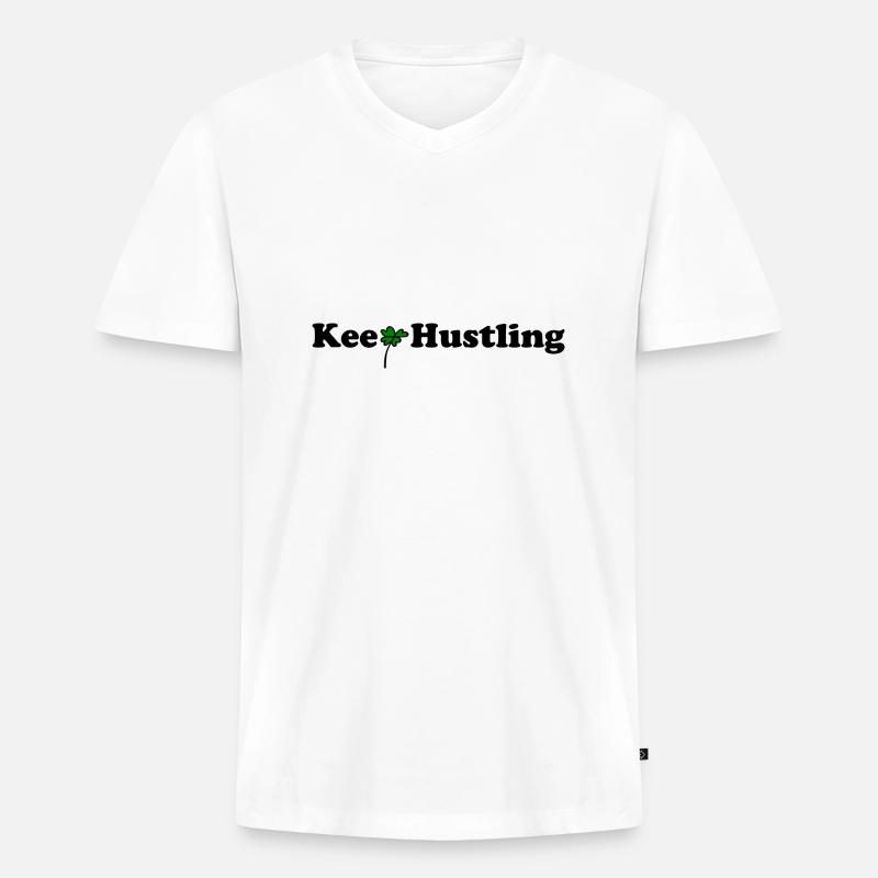 Keep Hustling - Männer Premium Bio T-Shirt mit V-Ausschnitt - Weiß