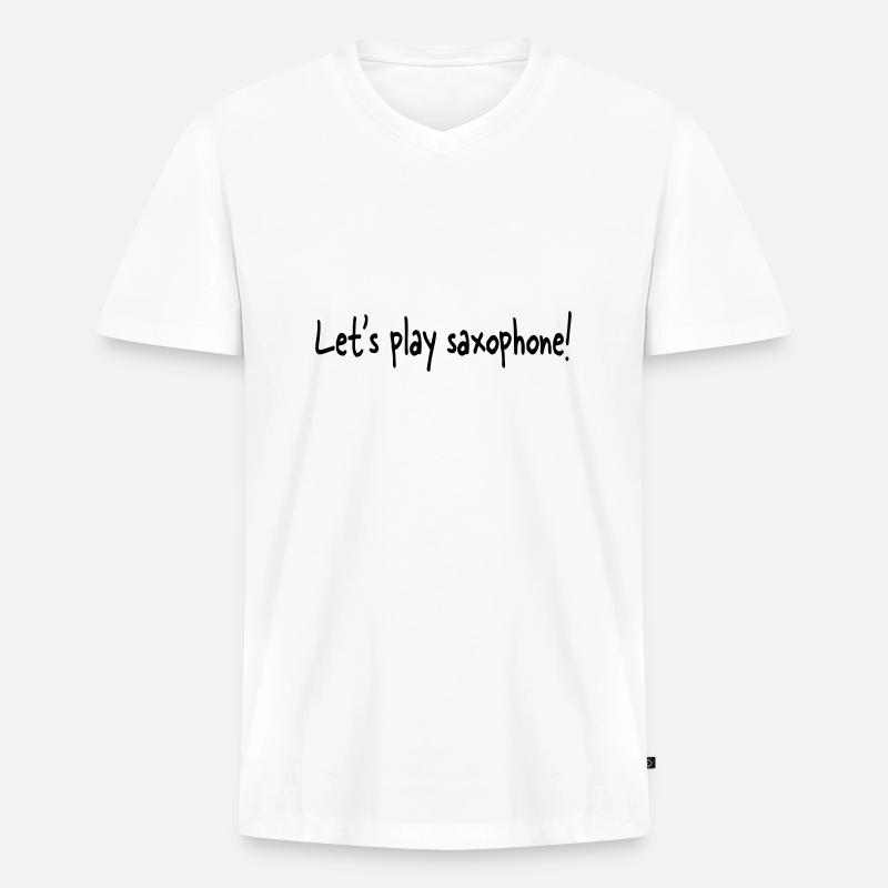 Let's play saxophone - Männer Premium Bio T-Shirt mit V-Ausschnitt - Weiß