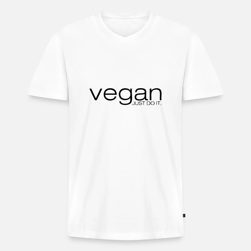 Vegan just do it - Männer Premium Bio T-Shirt mit V-Ausschnitt - Weiß