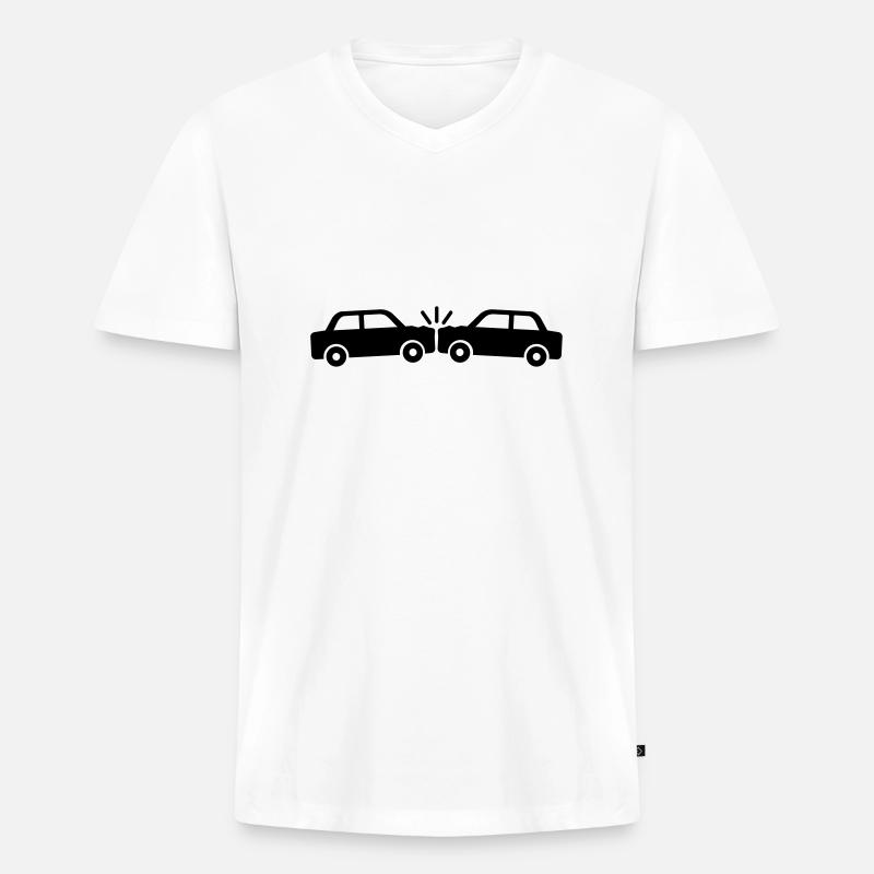 Unfall - Männer Premium Bio T-Shirt mit V-Ausschnitt - Weiß