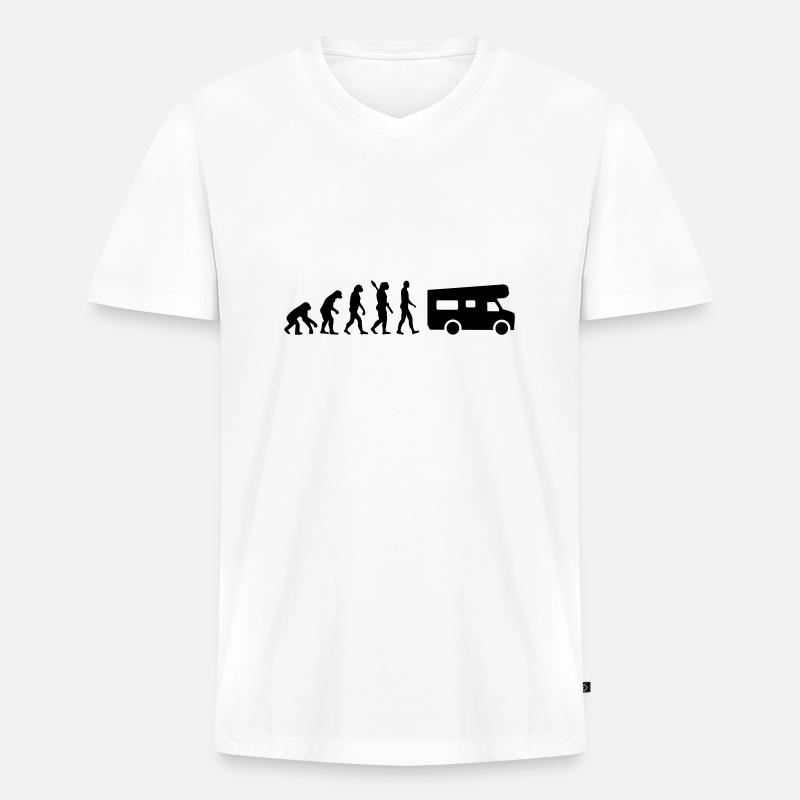 Evolution Camping - Männer Premium Bio T-Shirt mit V-Ausschnitt - Weiß