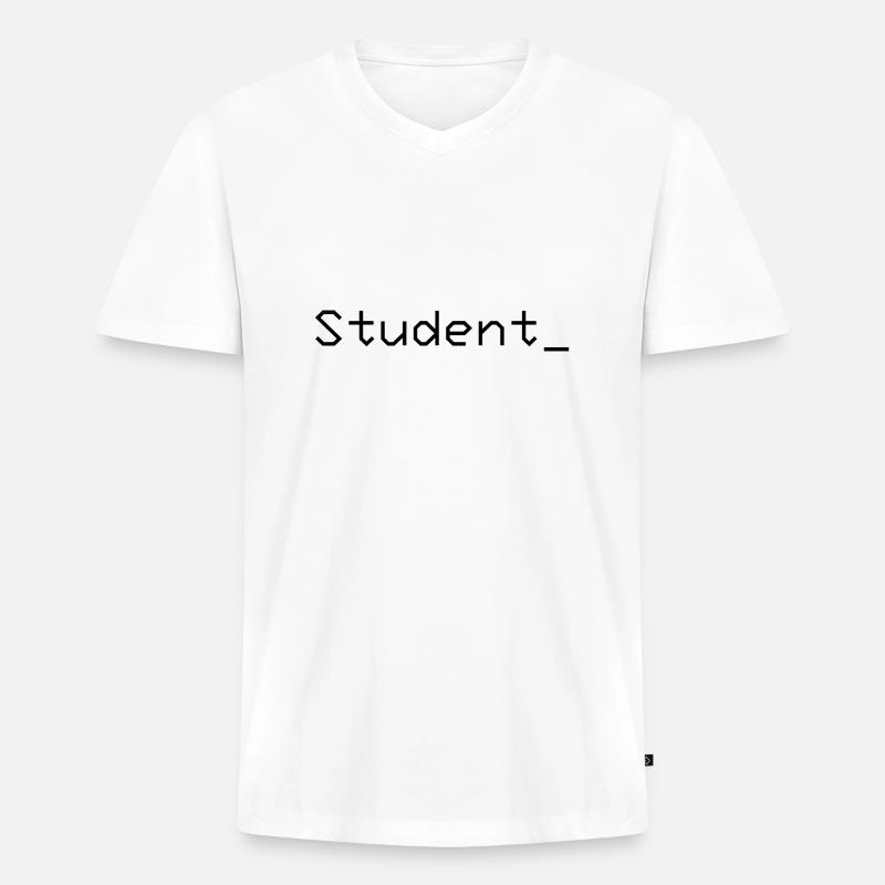 Student_ Logo Schwarz - Männer Premium Bio T-Shirt mit V-Ausschnitt - Weiß