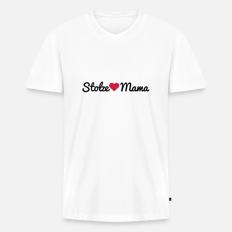 Stolze Mama - Männer Premium Bio T-Shirt mit V-Ausschnitt - Weiß