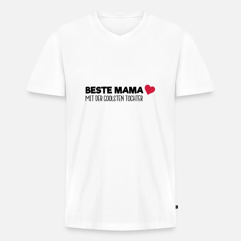 Beste Mama - Männer Premium Bio T-Shirt mit V-Ausschnitt - Weiß