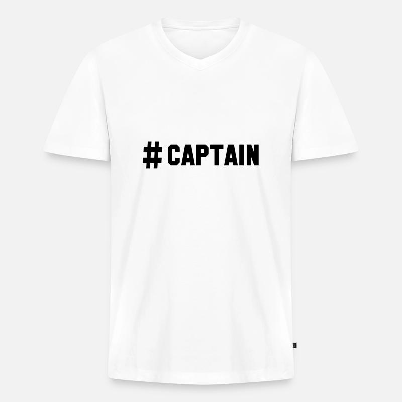# captain - Männer Premium Bio T-Shirt mit V-Ausschnitt - Weiß