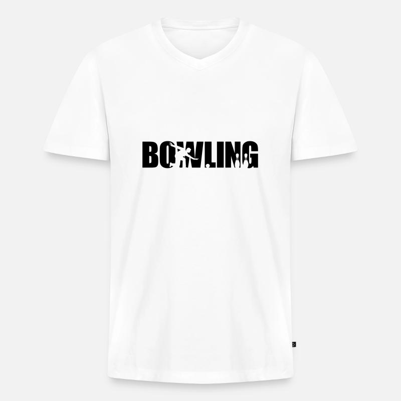Bowling - Männer Premium Bio T-Shirt mit V-Ausschnitt - Weiß