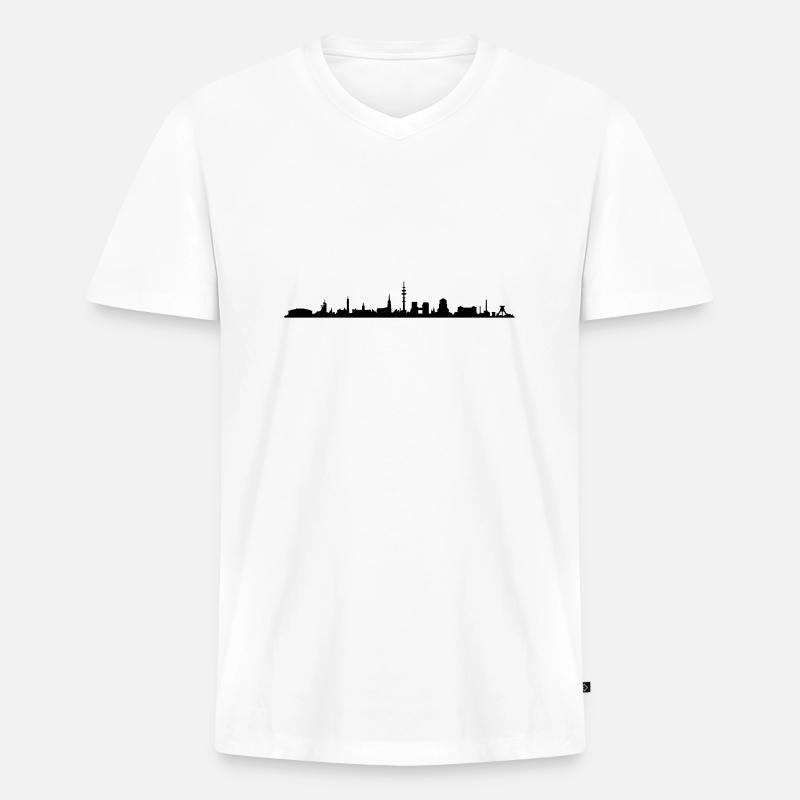 Skyline - Gelsenkirchen - Männer Premium Bio T-Shirt mit V-Ausschnitt - Weiß