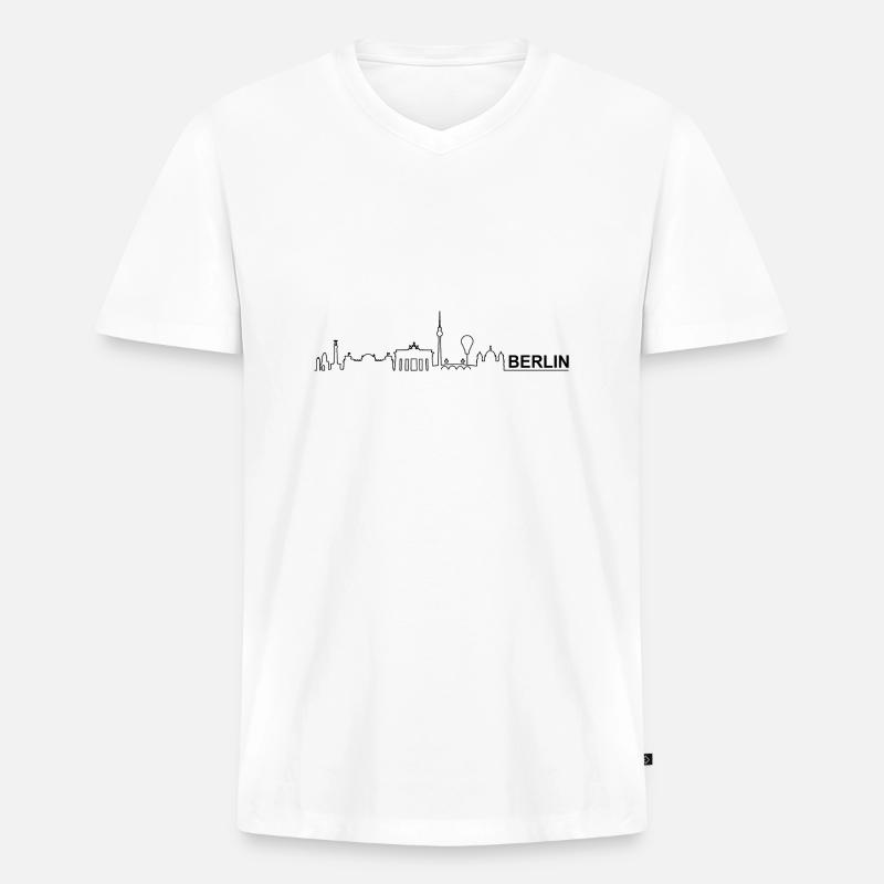 Skyline - Berlin - Männer Premium Bio T-Shirt mit V-Ausschnitt - Weiß