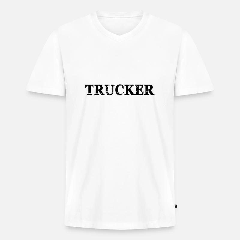 Trucker - Männer Premium Bio T-Shirt mit V-Ausschnitt - Weiß
