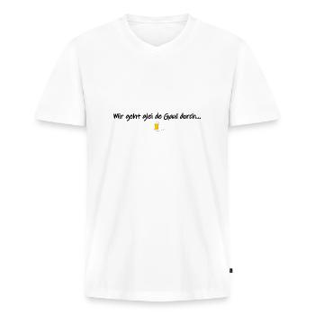 Mir geht glei de Gaul dorch - Männer Premium Bio T-Shirt mit V-Ausschnitt - Weiß - Vorne - Nico (187cm)
