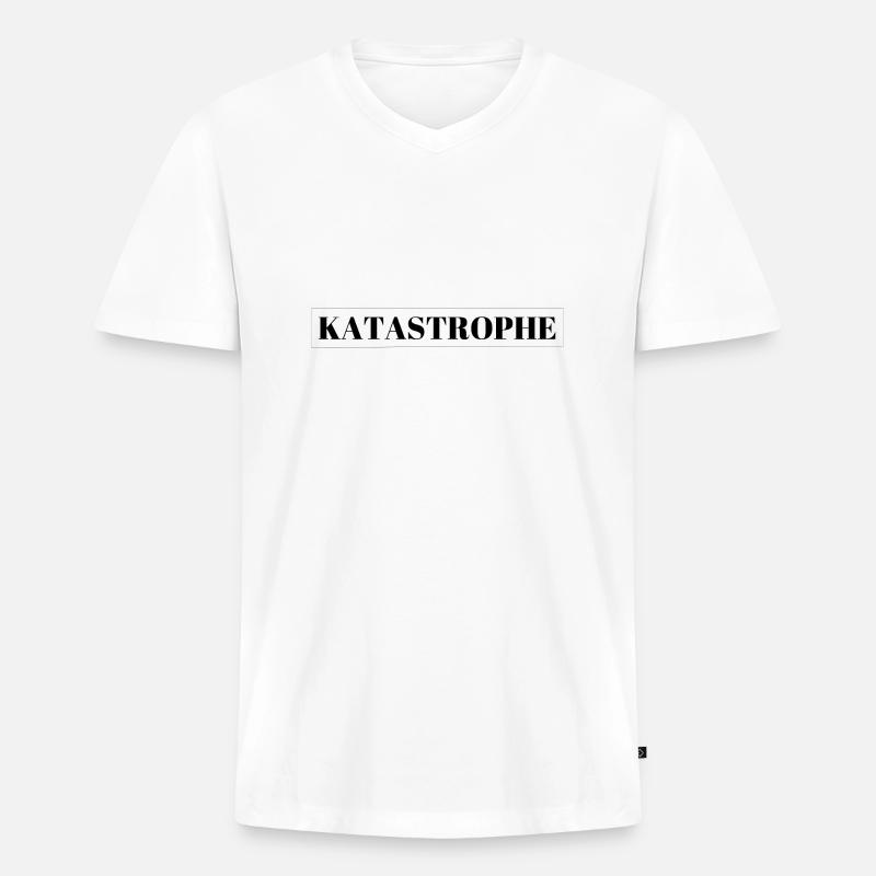 KATASTROPHE - Männer Premium Bio T-Shirt mit V-Ausschnitt - Weiß