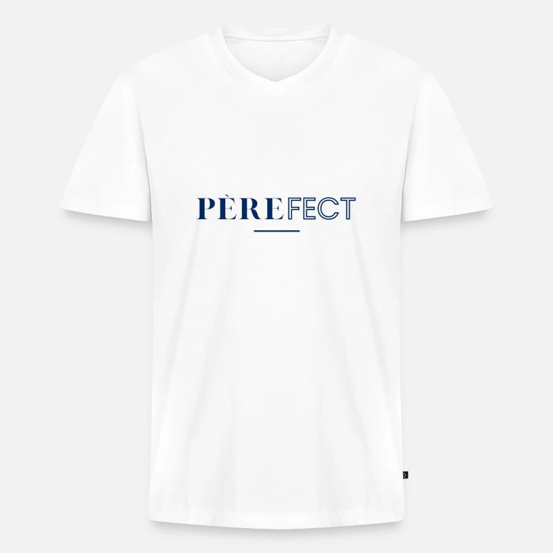 Vaterfekt! Perfekter Vater! - Männer Premium Bio T-Shirt mit V-Ausschnitt - Weiß