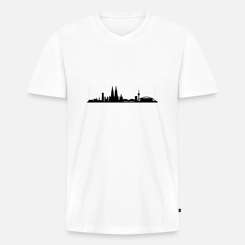 Skyline Köln klein - Männer Premium Bio T-Shirt mit V-Ausschnitt - Weiß