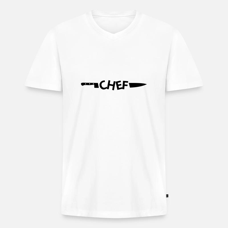 CHEF - Männer Premium Bio T-Shirt mit V-Ausschnitt - Weiß