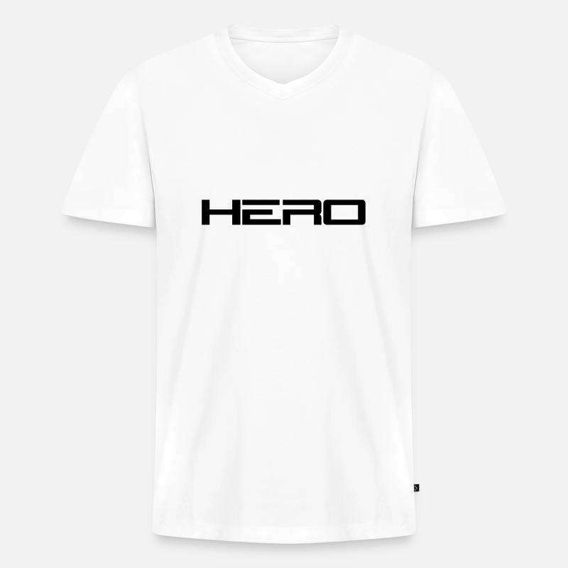 Hero Logo - Männer Premium Bio T-Shirt mit V-Ausschnitt - Weiß