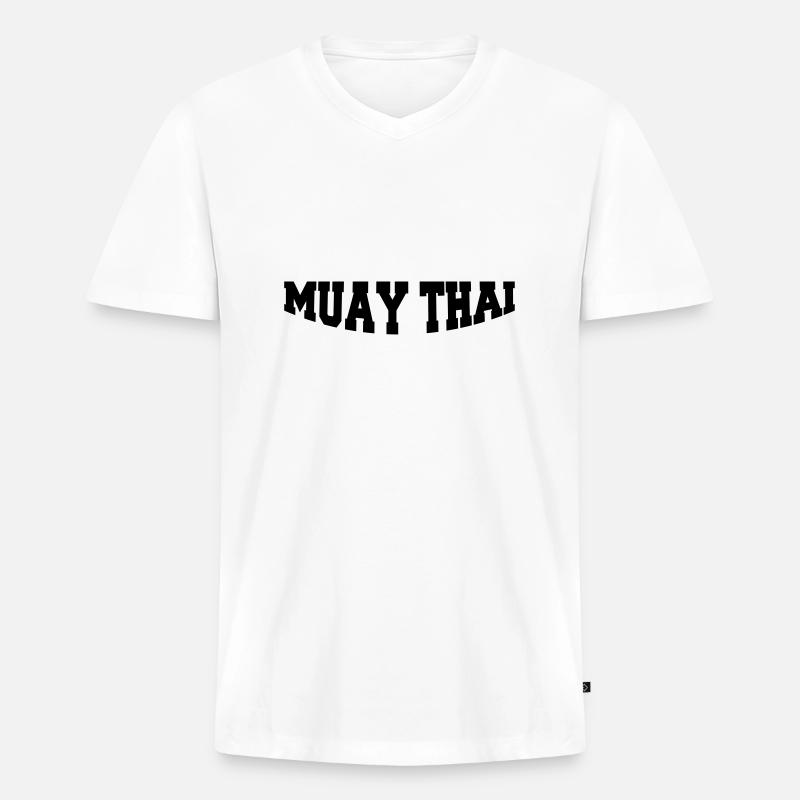 muay_thai1 - Männer Premium Bio T-Shirt mit V-Ausschnitt - Weiß