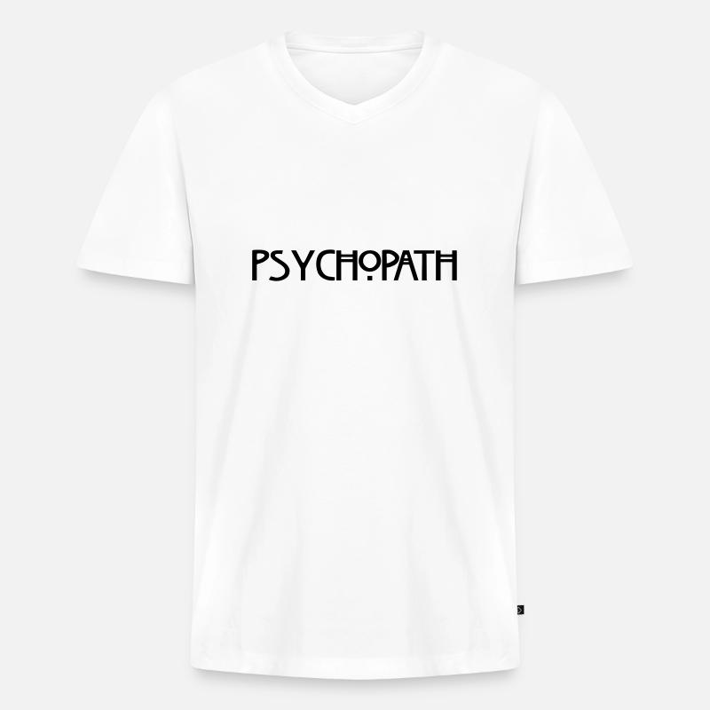 Psychopath - Männer Premium Bio T-Shirt mit V-Ausschnitt - Weiß