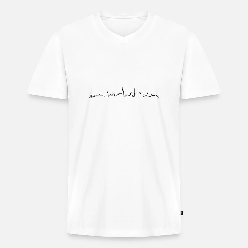 Skyline Münster - Männer Premium Bio T-Shirt mit V-Ausschnitt - Weiß
