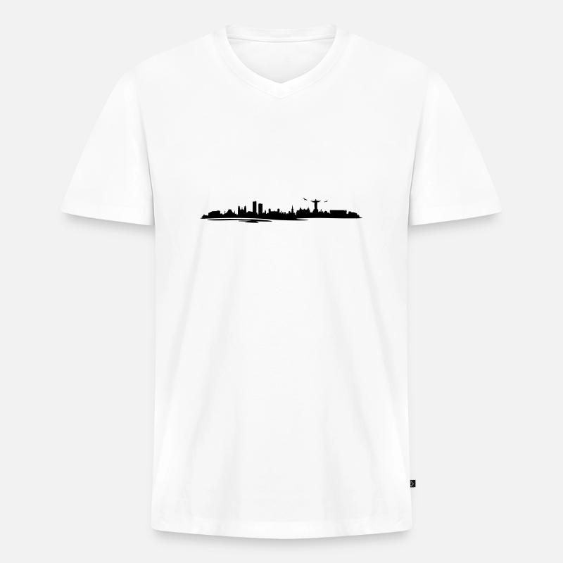Skyline - Rio de Janeiro - Männer Premium Bio T-Shirt mit V-Ausschnitt - Weiß