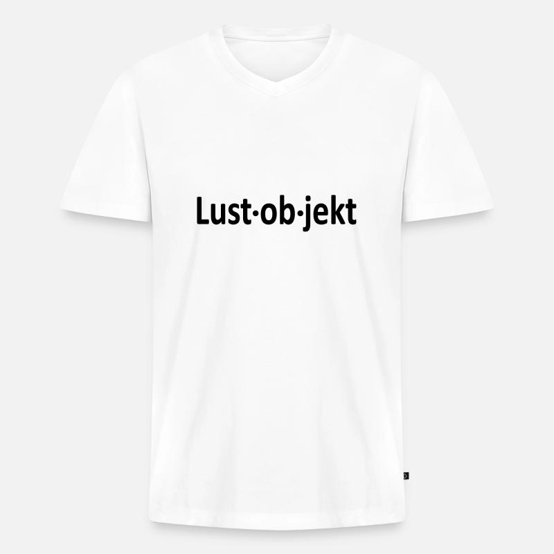 Lustobjekt -Version Rechtschreibung-schwarz - Männer Premium Bio T-Shirt mit V-Ausschnitt - Weiß