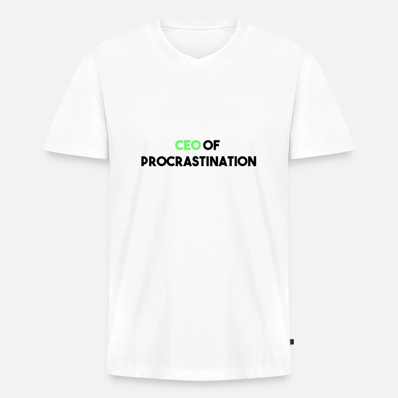 CEO VON PROCRASTINATION - Männer Premium Bio T-Shirt mit V-Ausschnitt - Weiß