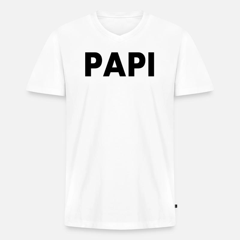 Papi - Männer Premium Bio T-Shirt mit V-Ausschnitt - Weiß