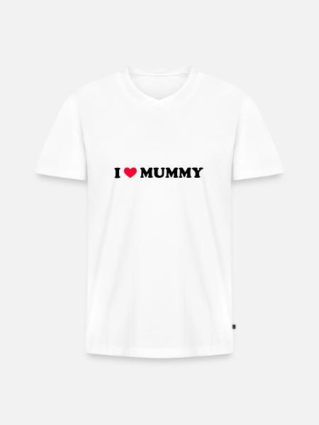 I Love Mummy - Männer Premium Bio T-Shirt mit V-Ausschnitt - Weiß