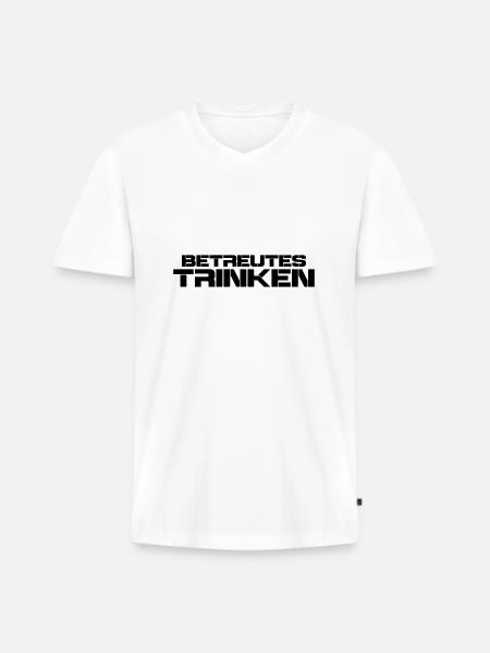 betreutes trinken - Männer Premium Bio T-Shirt mit V-Ausschnitt - Weiß