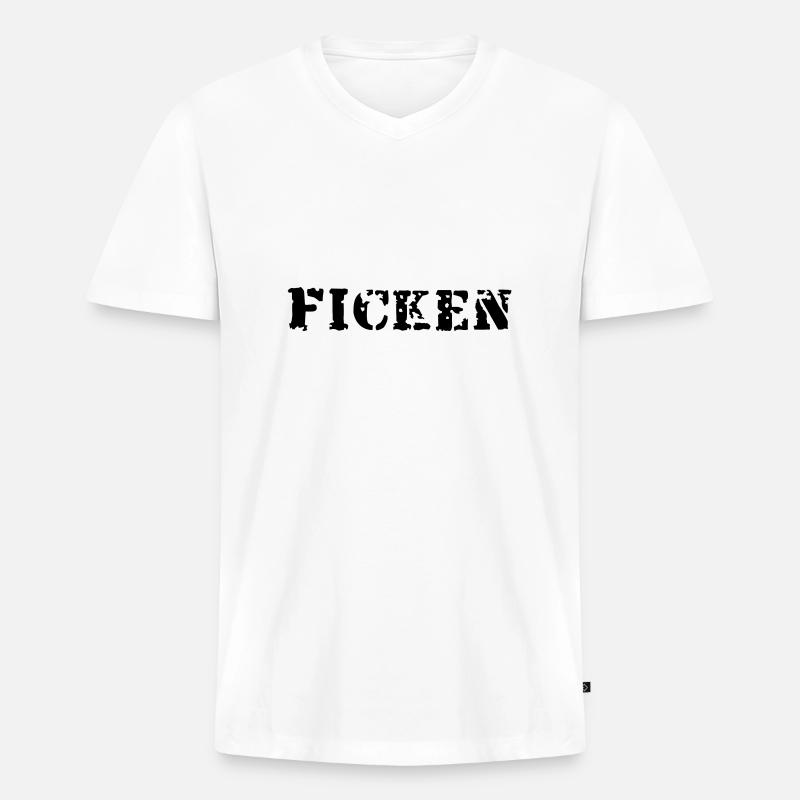 ficken - Männer Premium Bio T-Shirt mit V-Ausschnitt - Weiß
