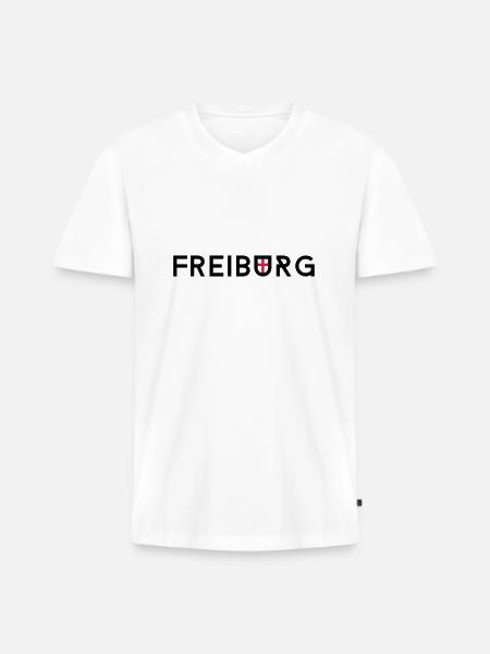 freiburg - Männer Premium Bio T-Shirt mit V-Ausschnitt - Weiß
