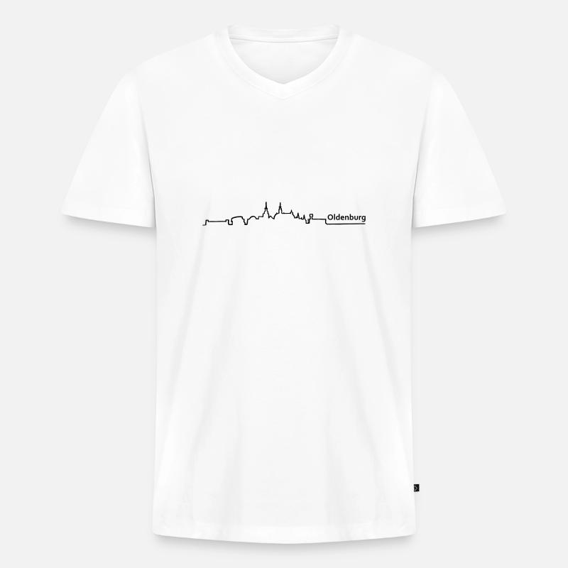 oldenburg skyline - Männer Premium Bio T-Shirt mit V-Ausschnitt - Weiß