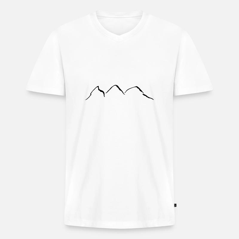 Berge - Männer Premium Bio T-Shirt mit V-Ausschnitt - Weiß
