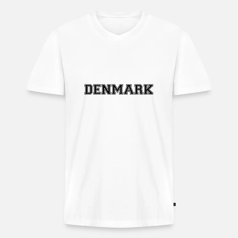 Denmark Design - Männer Premium Bio T-Shirt mit V-Ausschnitt - Weiß