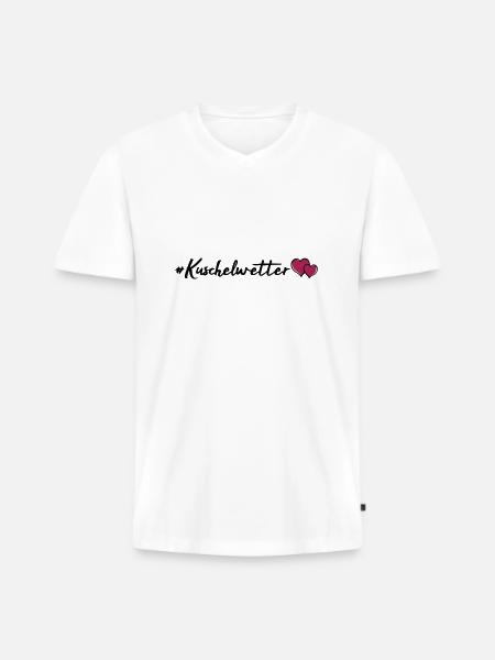 kuschelwetter herzen - Männer Premium Bio T-Shirt mit V-Ausschnitt - Weiß