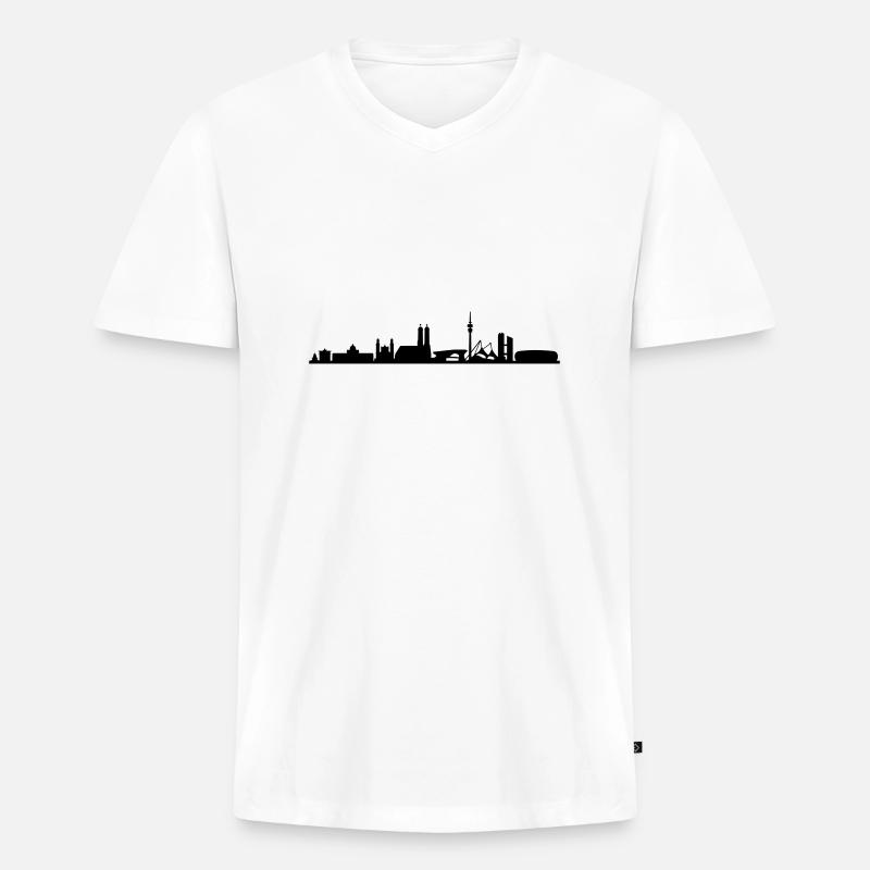 Skyline - München 2018 - Männer Premium Bio T-Shirt mit V-Ausschnitt - Weiß