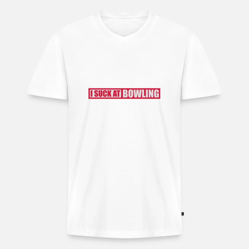 I suck at bowling - Männer Premium Bio T-Shirt mit V-Ausschnitt - Weiß