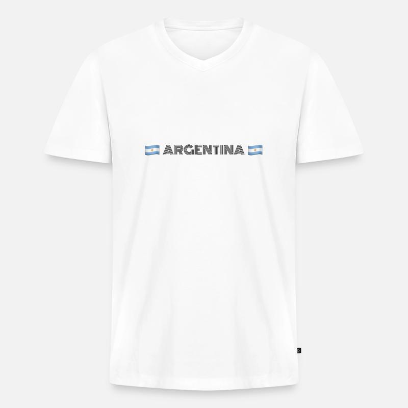ARGENTINIEN - Männer Premium Bio T-Shirt mit V-Ausschnitt - Weiß