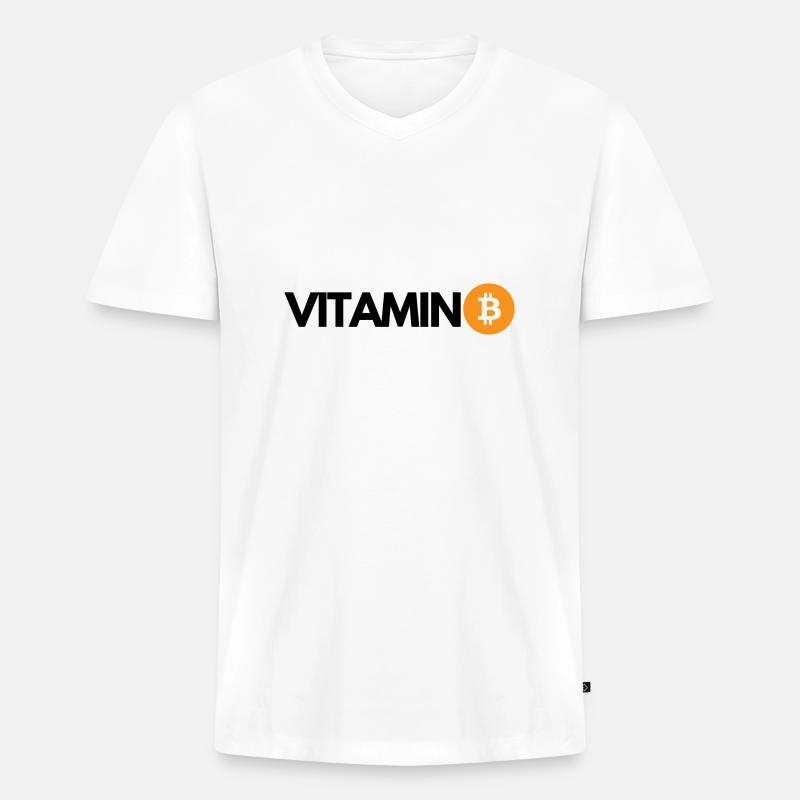 Krypto VITAMIN B Bitcoin BTC - Männer Premium Bio T-Shirt mit V-Ausschnitt - Weiß