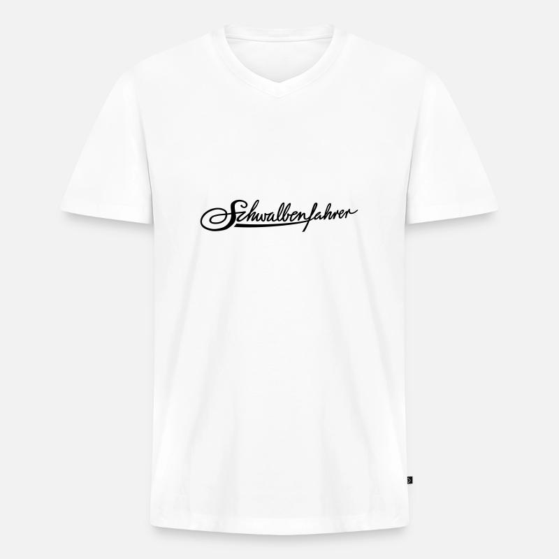 Schwalbenfahrer-Tasche - Männer Premium Bio T-Shirt mit V-Ausschnitt - Weiß