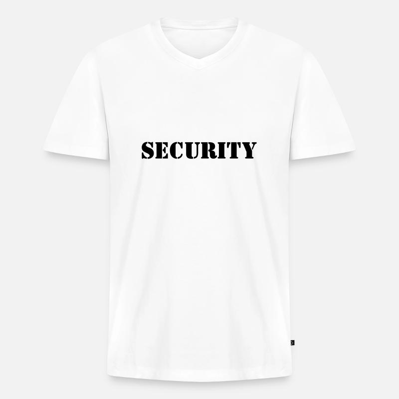 Security Design 5 - Männer Premium Bio T-Shirt mit V-Ausschnitt - Weiß