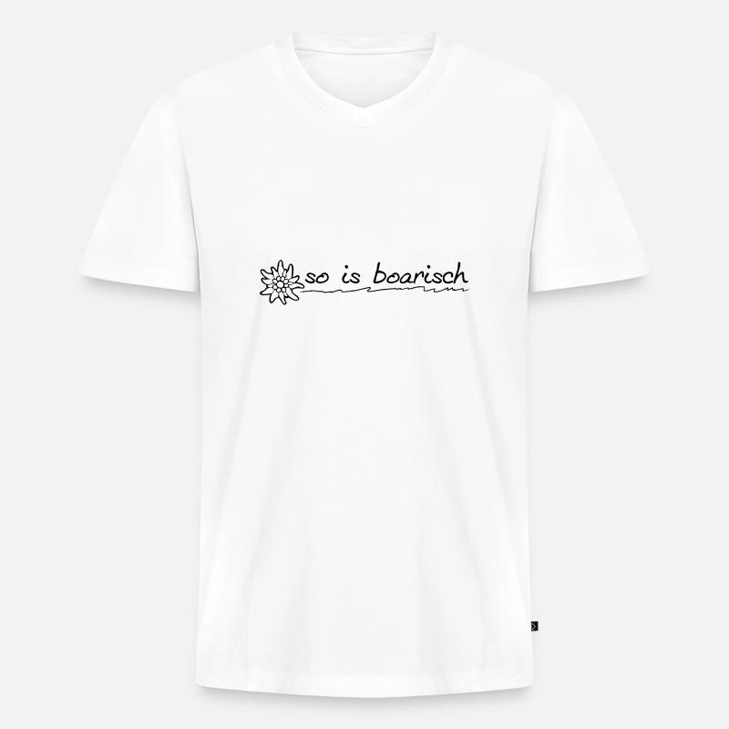 so_is_boarisch - Männer Premium Bio T-Shirt mit V-Ausschnitt - Weiß