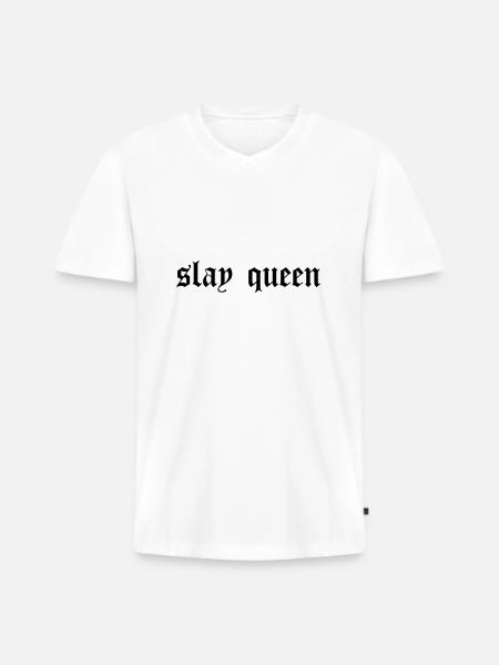 SLay queen - Men's Premium Organic T-shirt with V-neck - white