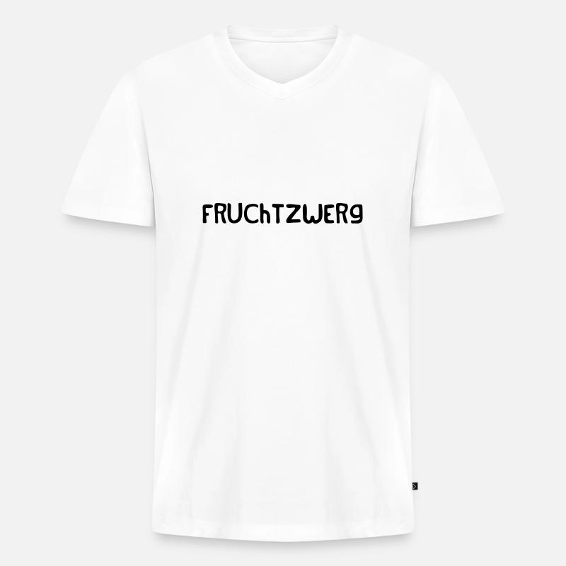 Fruchtzwerg - Männer Premium Bio T-Shirt mit V-Ausschnitt - Weiß