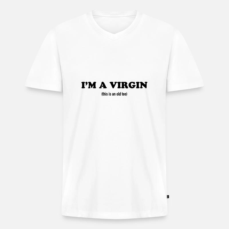I'M A VIRGIN - Männer Premium Bio T-Shirt mit V-Ausschnitt - Weiß