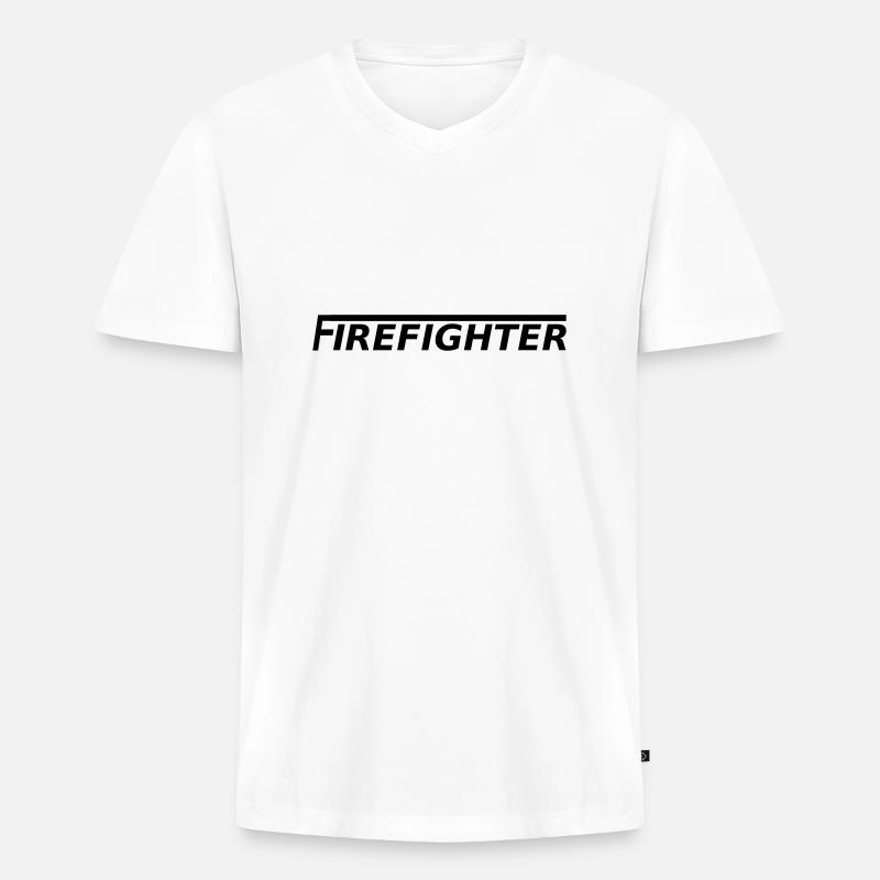 Firefighter LangesF - Männer Premium Bio T-Shirt mit V-Ausschnitt - Weiß