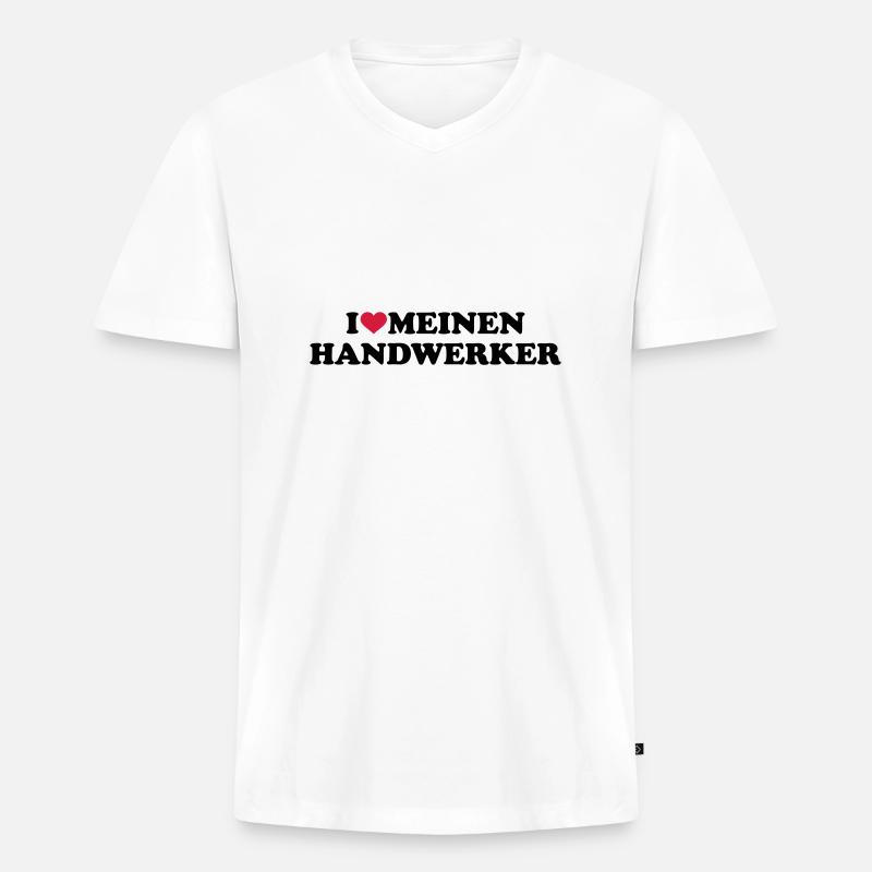 Handwerker - Männer Premium Bio T-Shirt mit V-Ausschnitt - Weiß