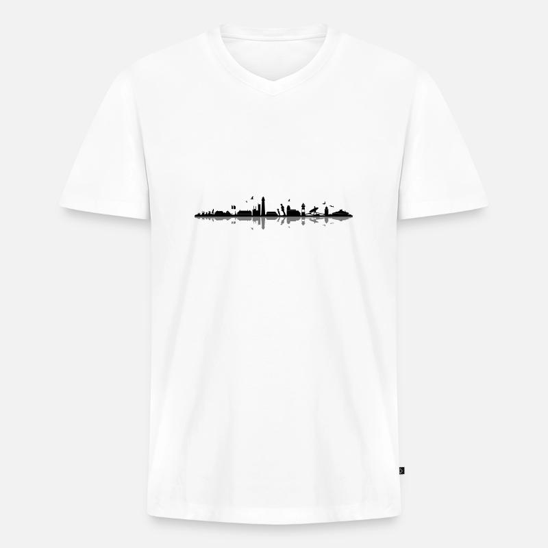 Skyline - Küste Sylt - Männer Premium Bio T-Shirt mit V-Ausschnitt - Weiß