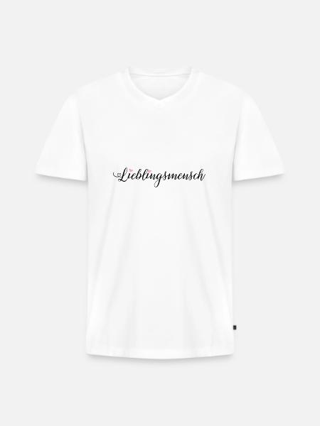 Lieblingsmensch - Männer Premium Bio T-Shirt mit V-Ausschnitt - Weiß