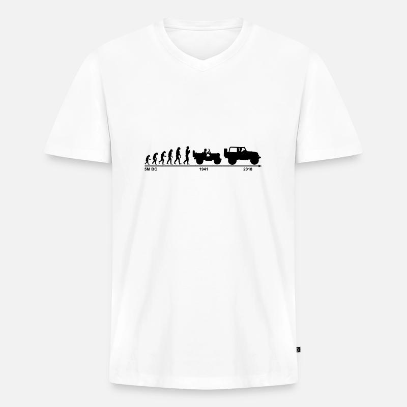 jeep evolution - Männer Premium Bio T-Shirt mit V-Ausschnitt - Weiß